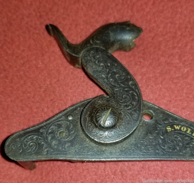 Antique Percussian  lock S Wolf in Zella german w gold inlay-img-2