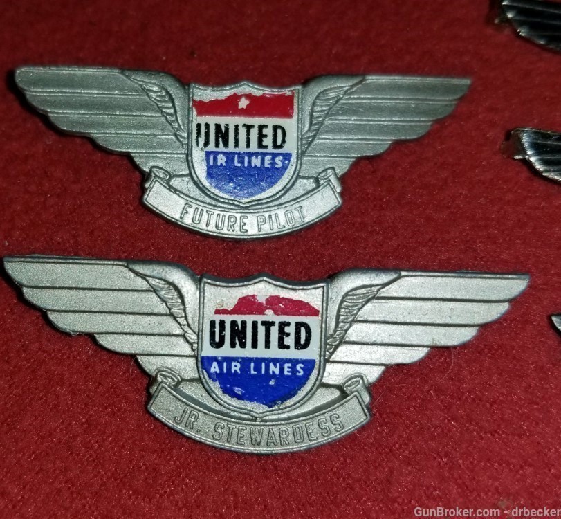 Lot of 7 United Airlines kids wings all metal vintage-img-1