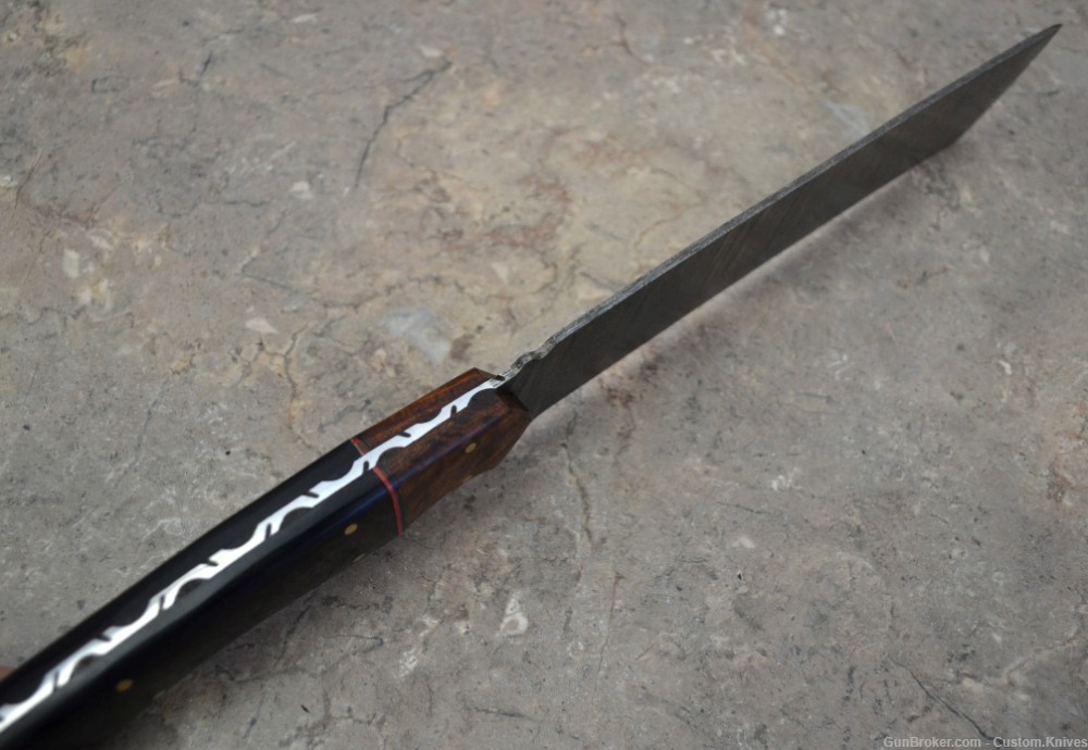 Custom Made Damascus Steel Hunting Tanto Knife with Bull Horn Handle(SK 92)-img-7