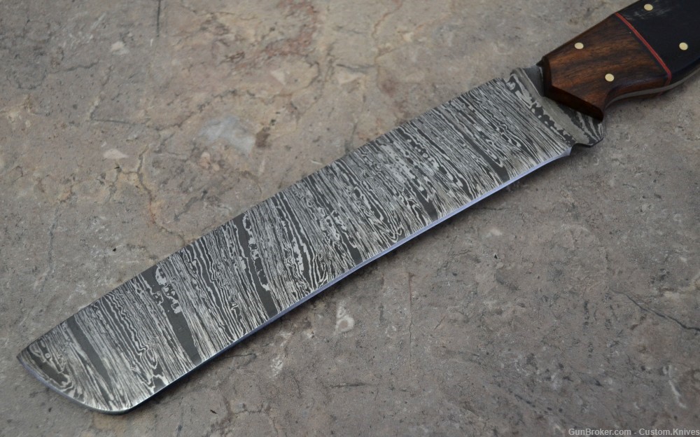 Custom Made Damascus Steel Hunting Tanto Knife with Bull Horn Handle(SK 92)-img-2