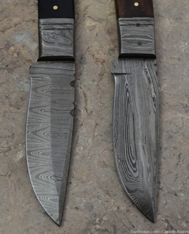Custom Made Damascus Steel Set of 2 Hunting Knives with Mix Handles(LT-845)-img-5