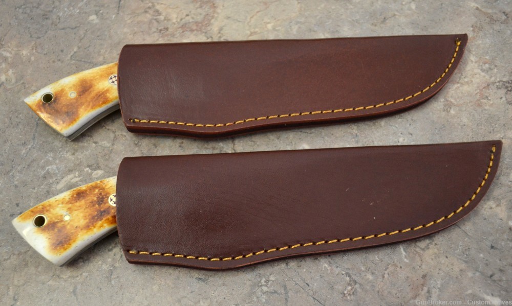 Custom Made Damascus Steel Set of 2 Hunting Gut Hook Knives (LT-846)-img-7