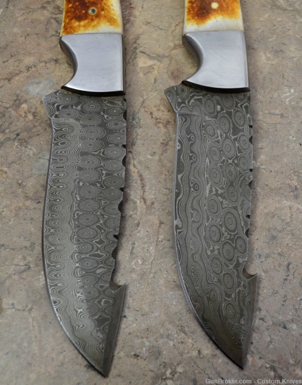 Custom Made Damascus Steel Set of 2 Hunting Gut Hook Knives (LT-846)-img-5