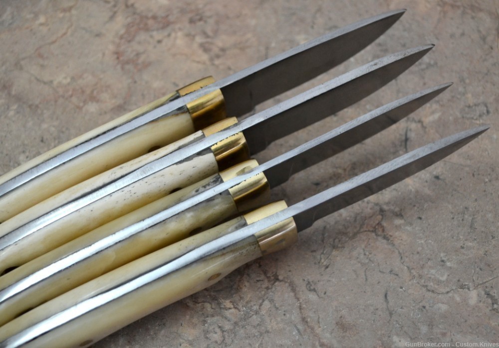 Custom Made Surgical Steel Set of 4 Hunting Knives Bone Handles (AS 10)-img-6