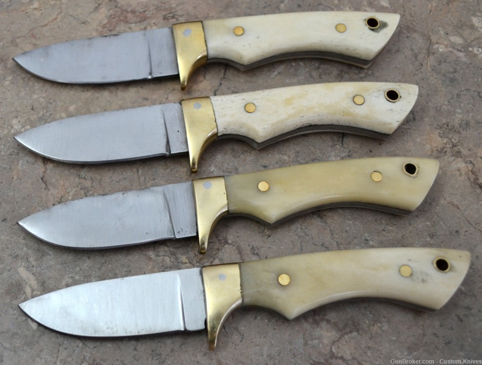 Custom Made Surgical Steel Set of 4 Hunting Knives Bone Handles (AS 10)-img-0