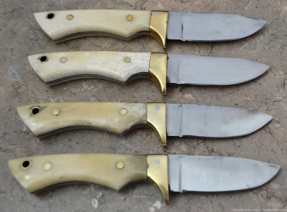 Custom Made Surgical Steel Set of 4 Hunting Knives Bone Handles (AS 10)-img-3
