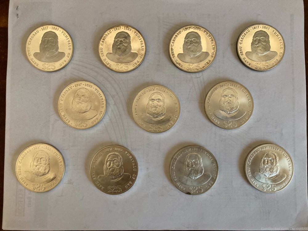 Lot of 11 Fiji 25 Dollar Coins .925 Silver 1.4453 Troy Ounces Silver each-img-1