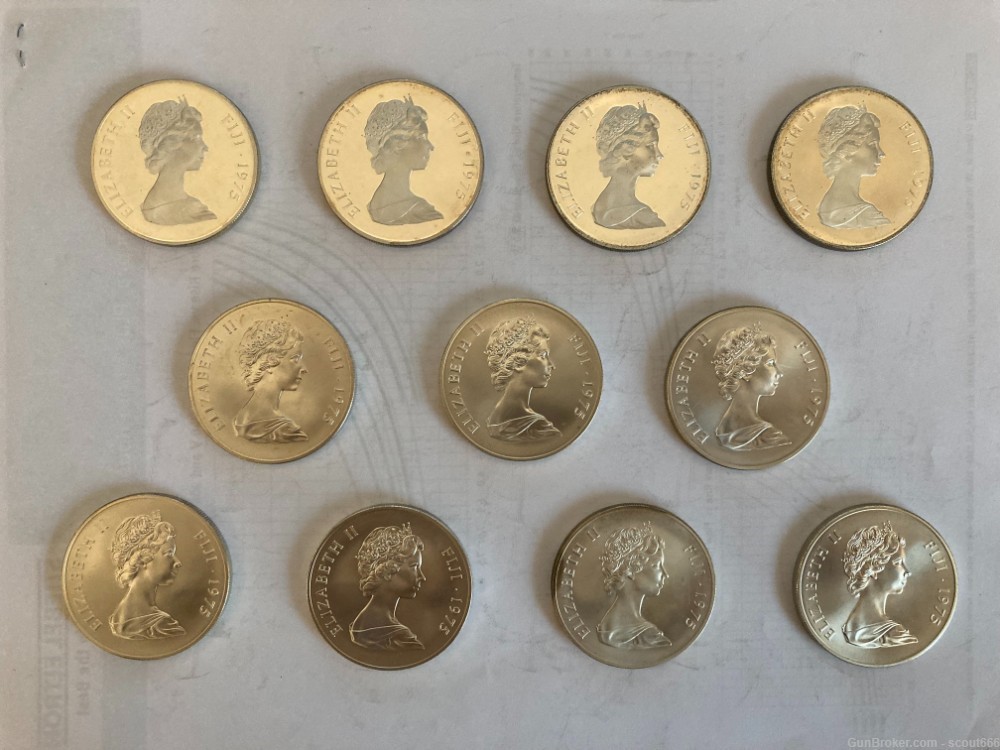 Lot of 11 Fiji 25 Dollar Coins .925 Silver 1.4453 Troy Ounces Silver each-img-0