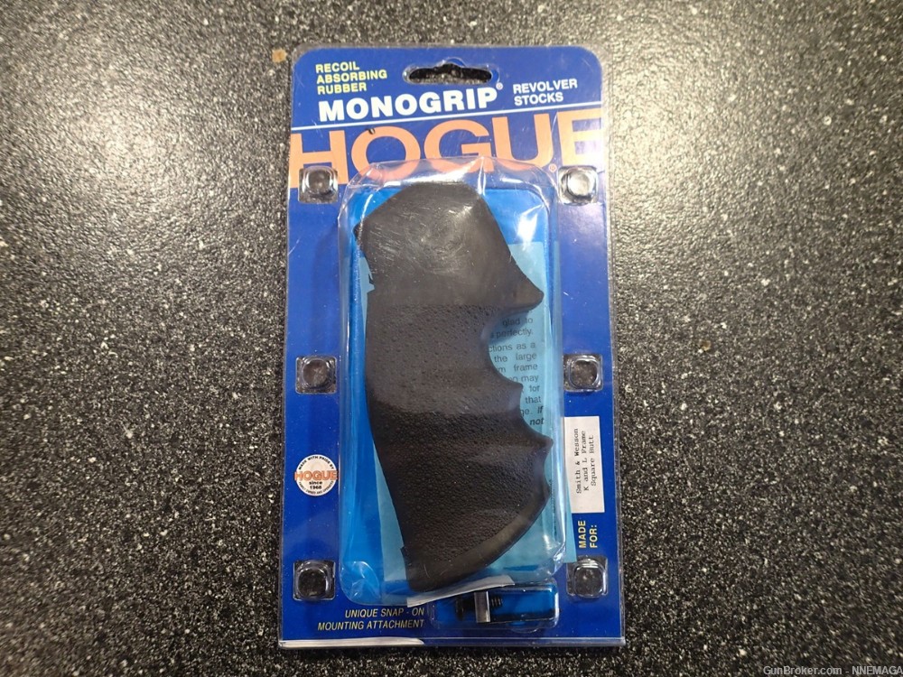 Hogue S&W K or L Frame Square Butt Rubber Monogrip Black Model 10000-img-0