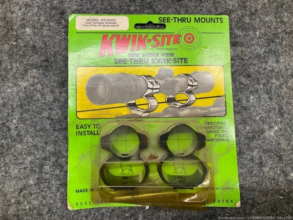 Vintage kwik site see-thru scope mounts rings Ithaca Remington Winchester -img-0