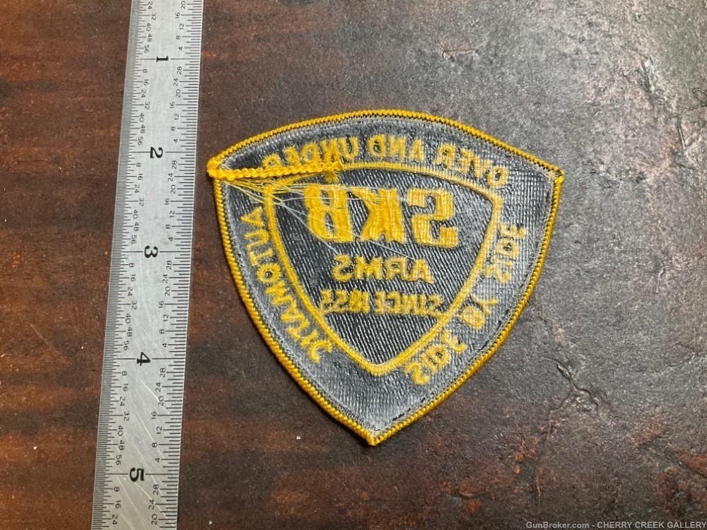 Vintage skb shotgun sxs ou automatic cloth patch Ithaca shield original -img-1
