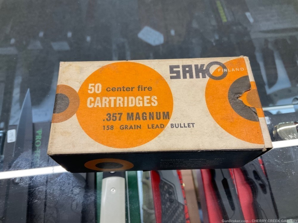 Rare Vintage SAKO 357 magnum ammunition ammo box colt s&w -img-0