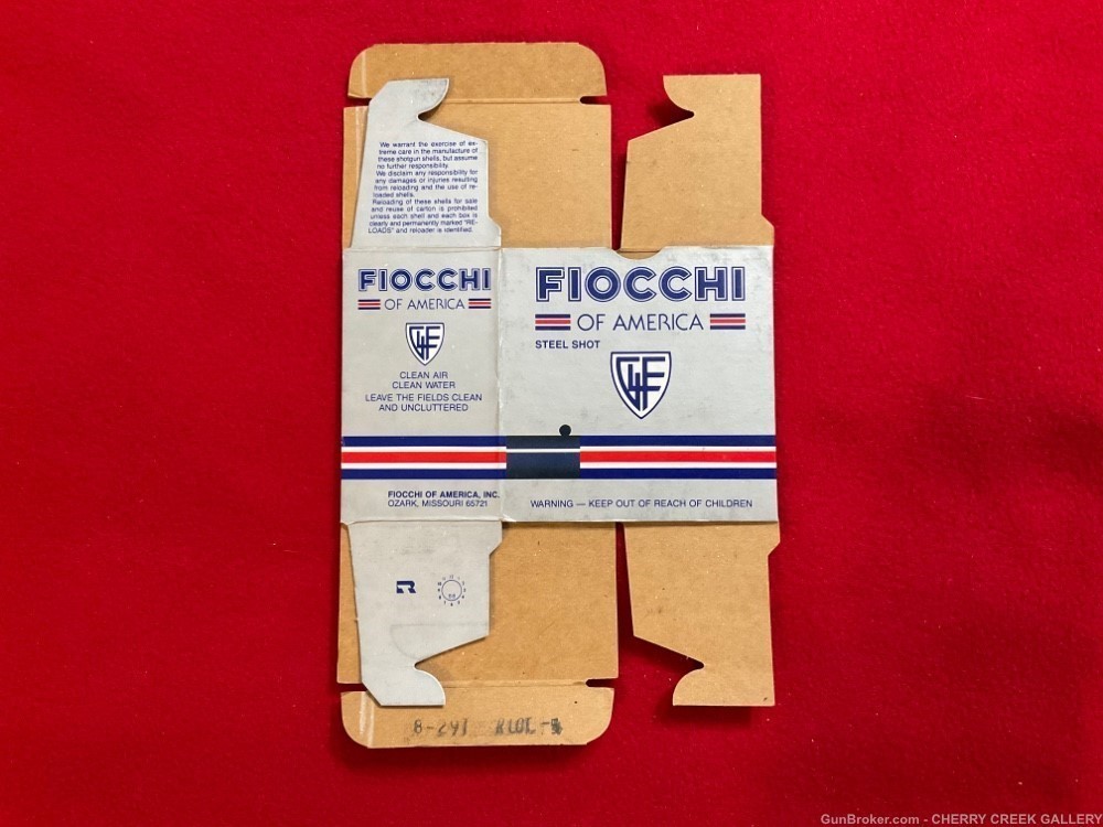Vintage shotgun shell empty box fiocchi steel 12g grey -img-0
