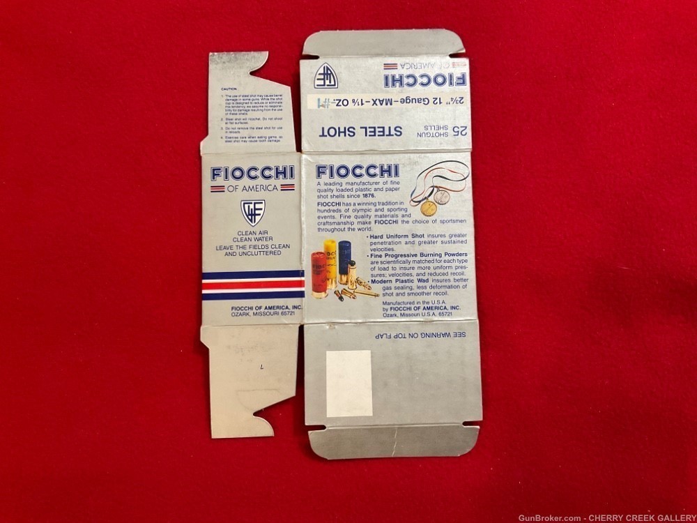 Vintage shotgun shell empty box fiocchi steel 12g grey -img-1