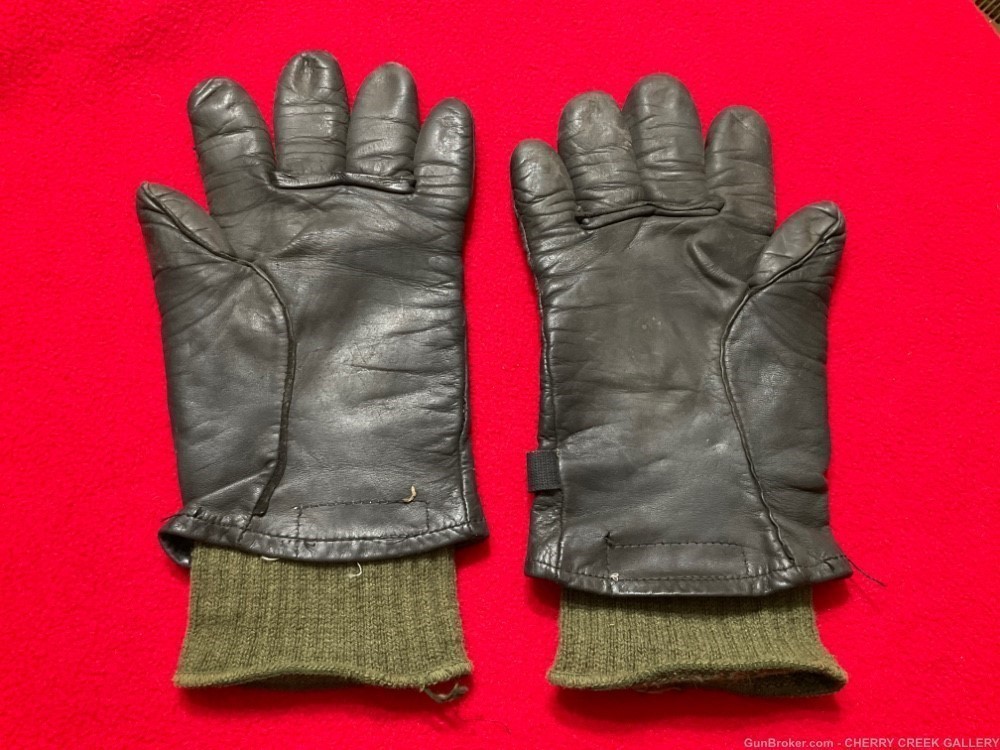 Vintage cattlehide black leather military gloves army Air Force Illinois s4-img-2
