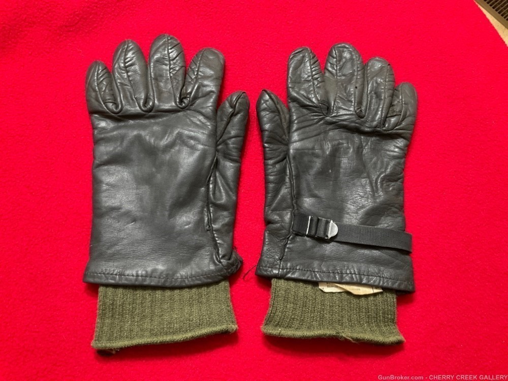Vintage cattlehide black leather military gloves army Air Force Illinois s4-img-0