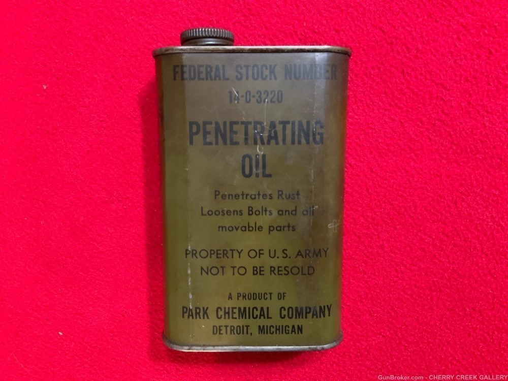Vintage USA military army penetrating oil park chem Detroit Michigan can US-img-0