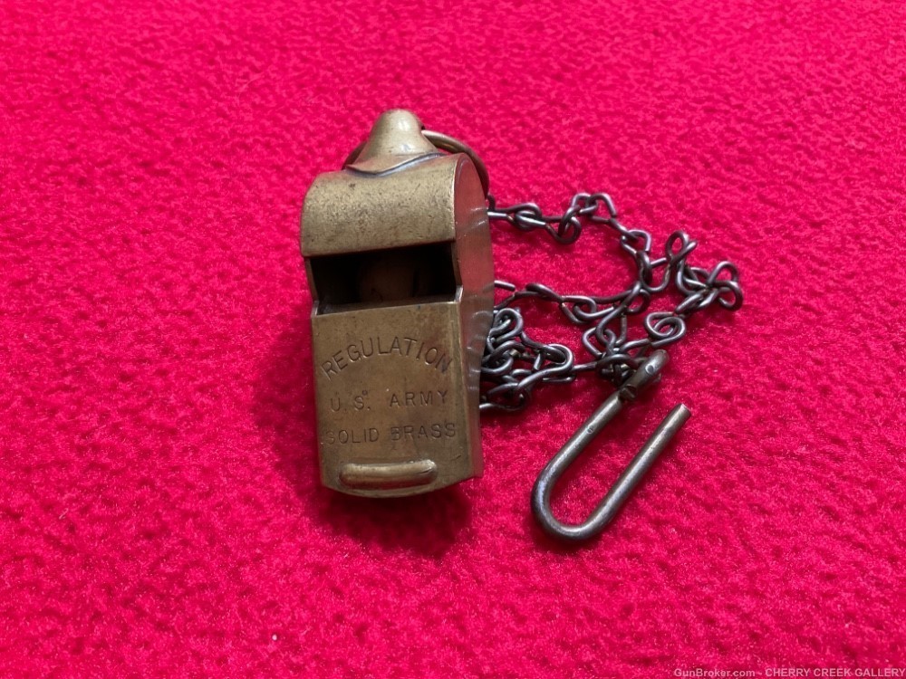 Antique brass US ARMY whistle ww1 ww2 regulation drill Sargent vintage USA-img-0