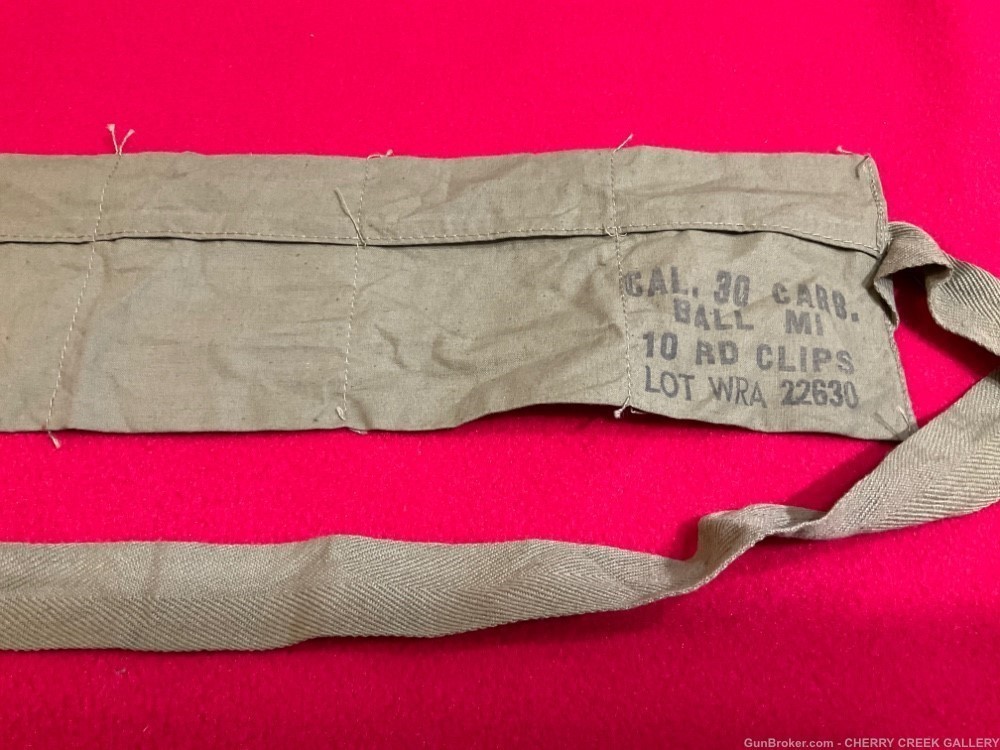 Vintage US military WRA empty ammunition clip bandolier M1 carbine army -img-1