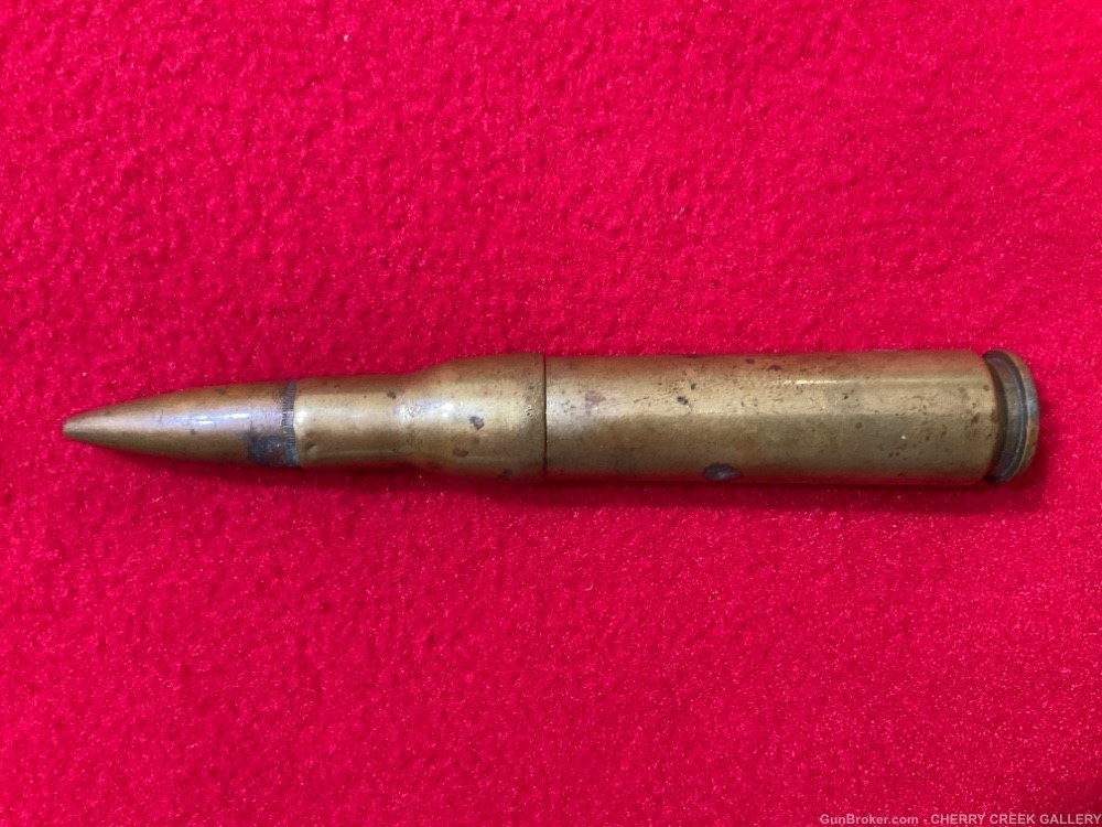 Vintage ww2 trench art 50 cal rifle bullet cigarette lighter brass -img-7