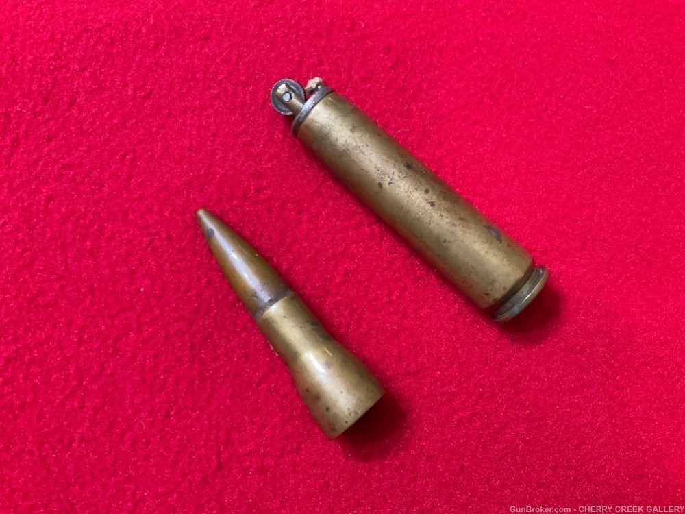 Vintage ww2 trench art 50 cal rifle bullet cigarette lighter brass -img-0