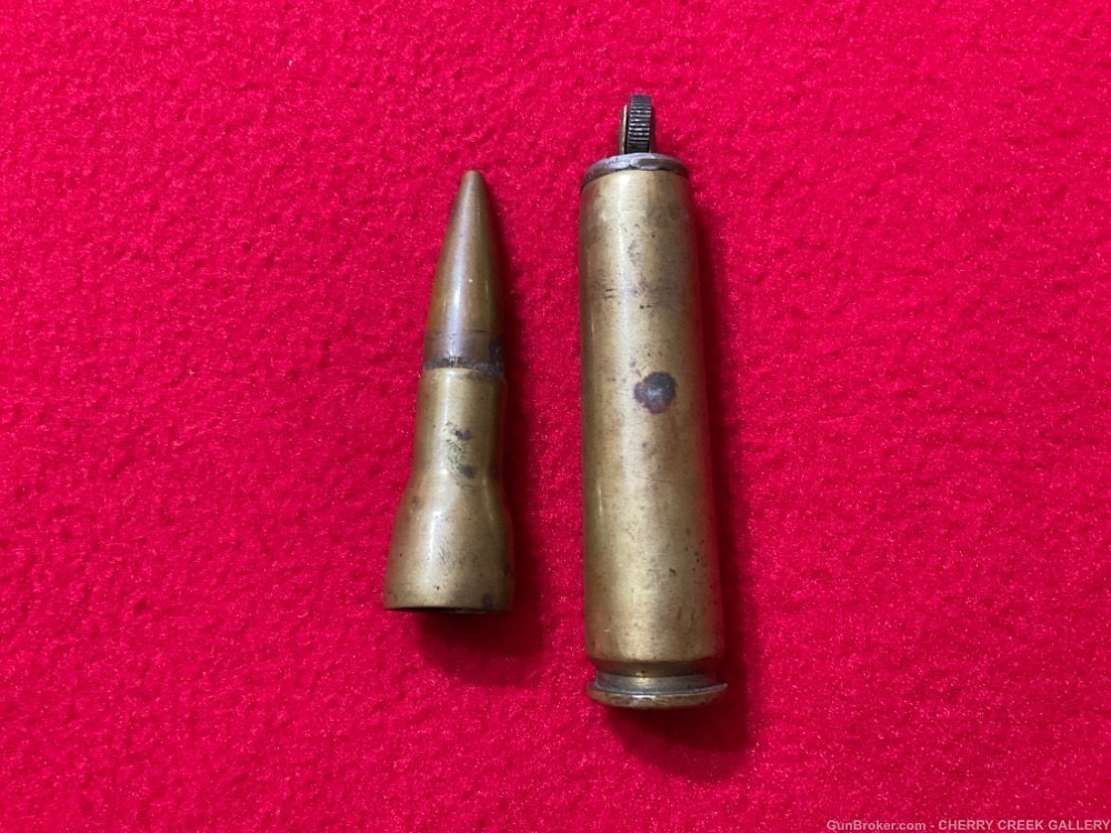 Vintage ww2 trench art 50 cal rifle bullet cigarette lighter brass -img-1