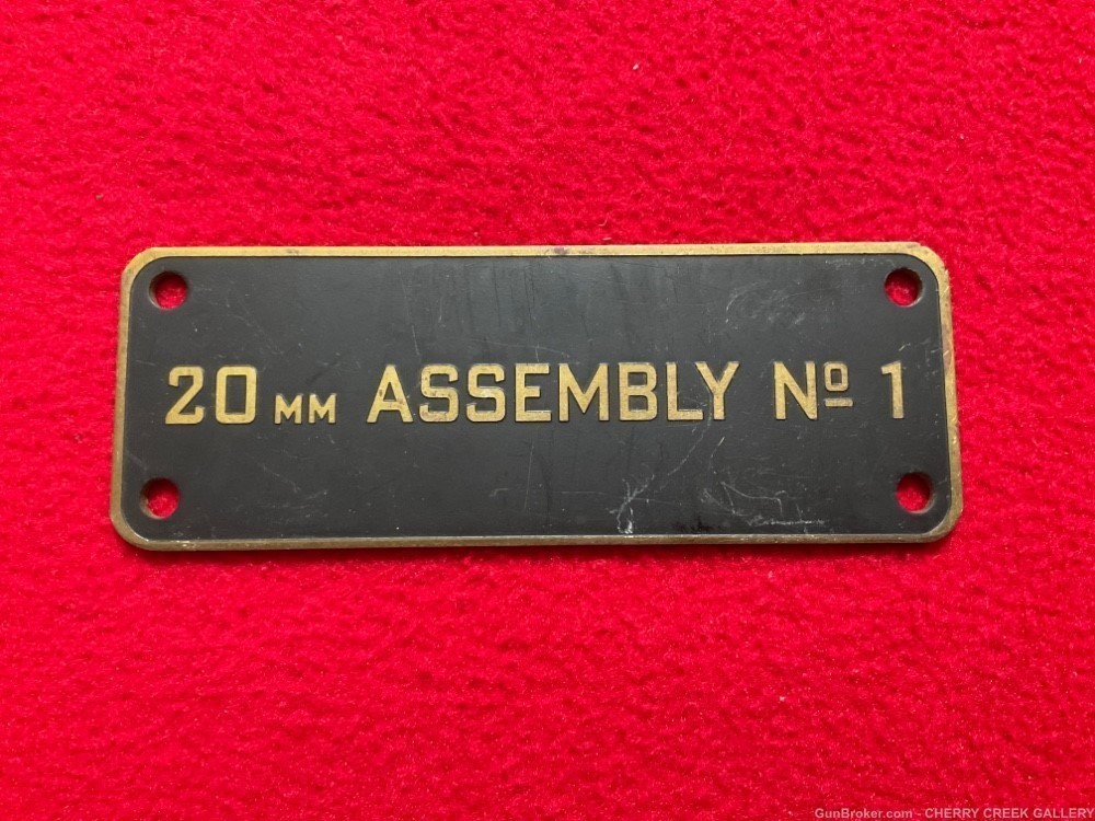 Vintage 20mm assembly brass plate military surplus army -img-0