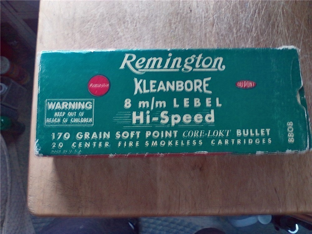 Vintage Remington Kleanbore 8mm Lebel Hi-Speed 170 gr. SPammo-full box-img-0