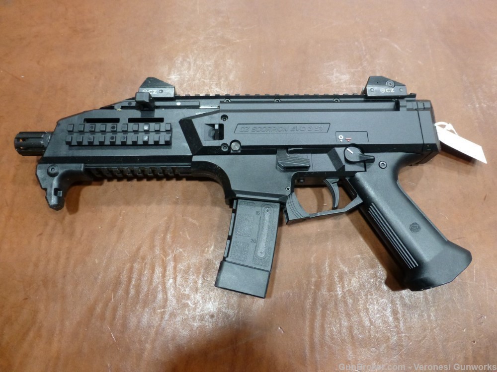 NIB Black CZ Scorpion Evo 3 S1 9mm 7.7" Barrel 20rd Mags 91351 9mm Pistol-img-2
