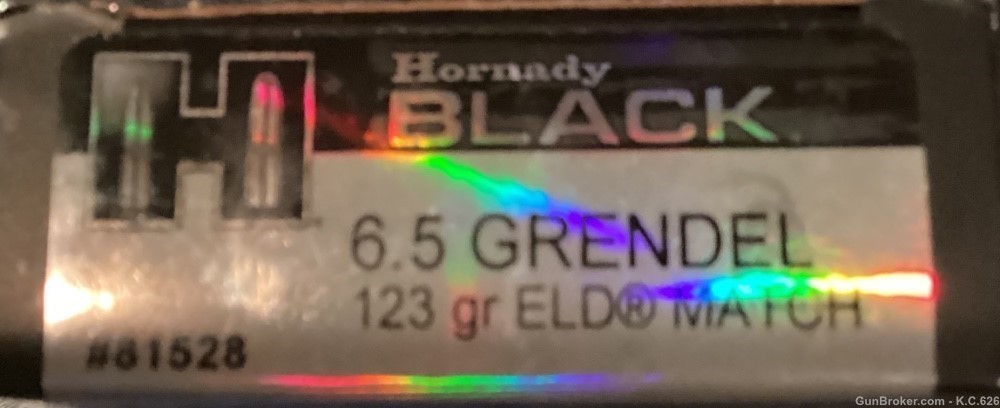 6.5 Grendel Hornady Black 123 grain ELD Match 20 rounds Free Shipping -img-0