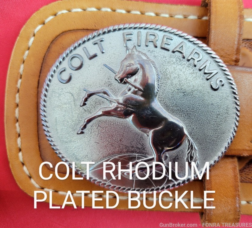 Colt SAA carved western gun belt holster for 4-3/4 or 5-1/2  Rhodium Buckle-img-3