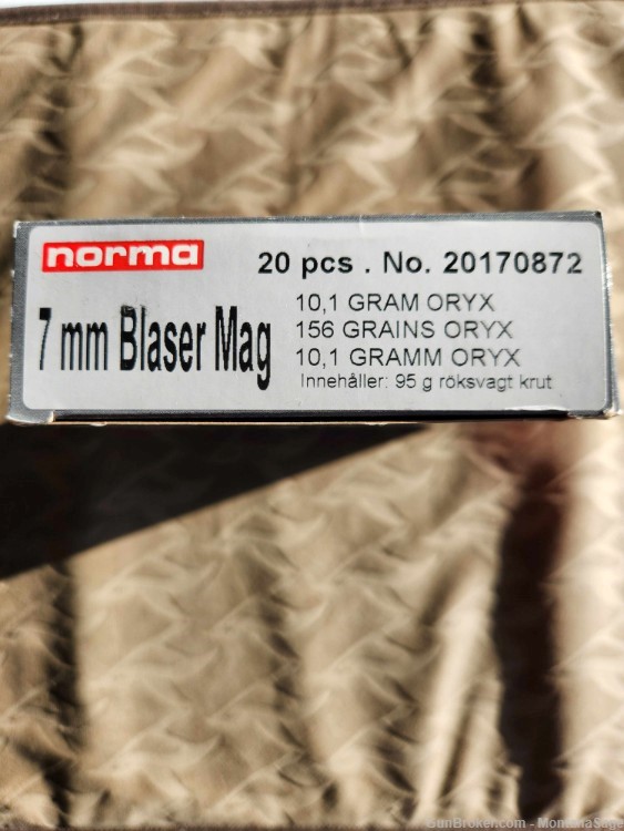 7mm Blaser Magnum 156 gr. Oryx ammo - 20 rd box, factory new!-img-0