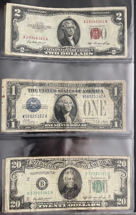 U.S. Paper Currency Collection 30 pieces in Album 1860s-1950s -img-4