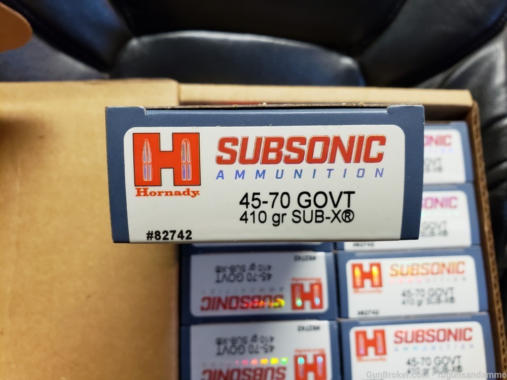 NEW 200 ROUNDS HORNADY SUBSONIC .45-70 GOVT 410 GR SUB-X X 45-70 70 45 SUBX-img-2