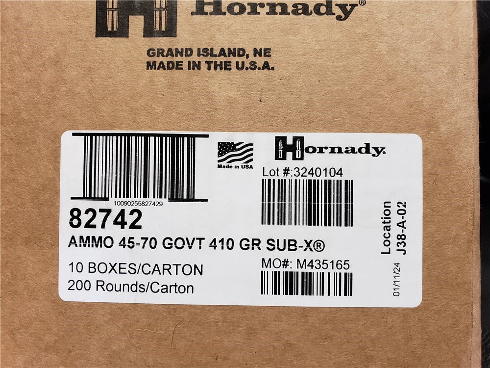 NEW 200 ROUNDS HORNADY SUBSONIC .45-70 GOVT 410 GR SUB-X X 45-70 70 45 SUBX-img-0