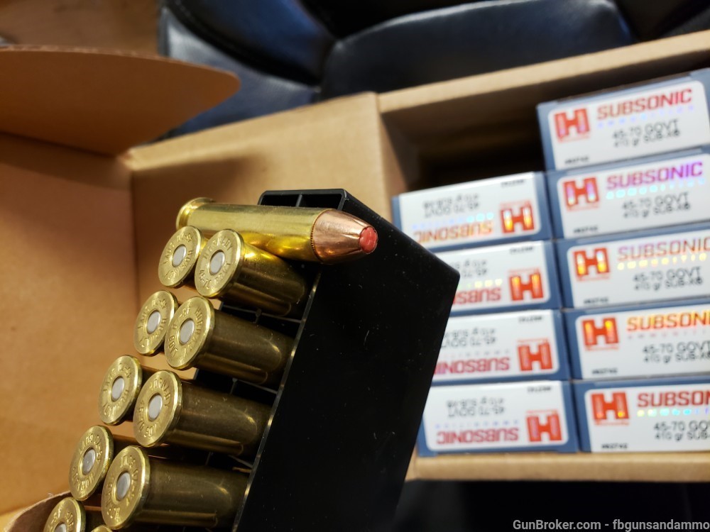 NEW 200 ROUNDS HORNADY SUBSONIC .45-70 GOVT 410 GR SUB-X X 45-70 70 45 SUBX-img-6