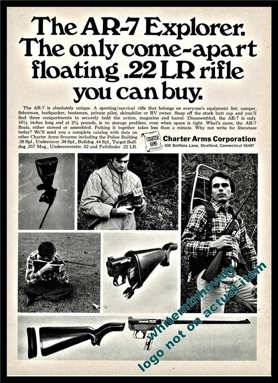1976 CHARTER ARMS AR-7 Explorer .22 LR Rifle Original PRINT AD-img-0