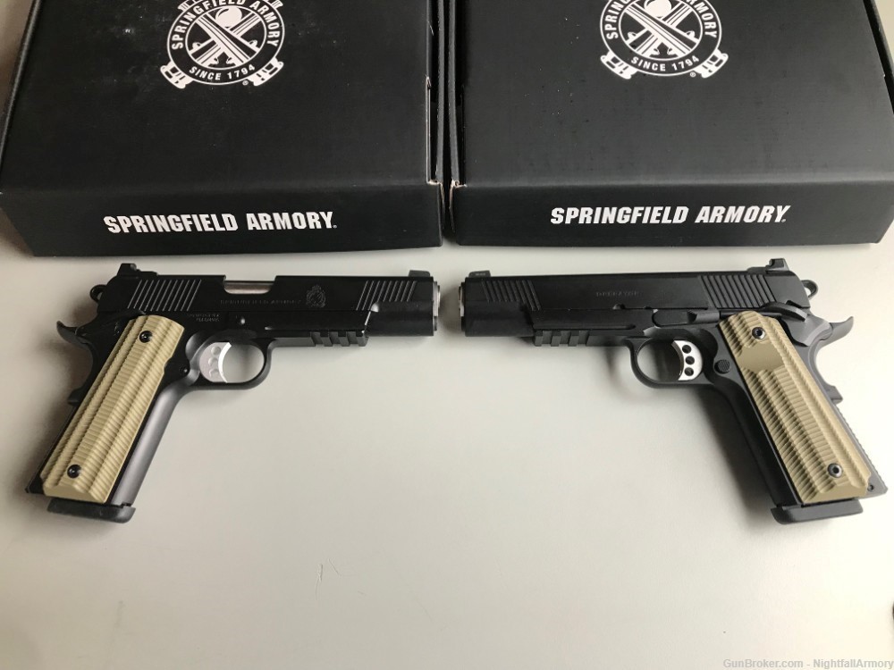 Pair of Springfield 1911 Operator 9 Pistols 9mm Rail consecutive serial #'s-img-0