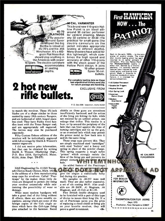 1973 PATRIOT Muzzle Loading Pistol Thompson Center Arms PRINT AD-img-0