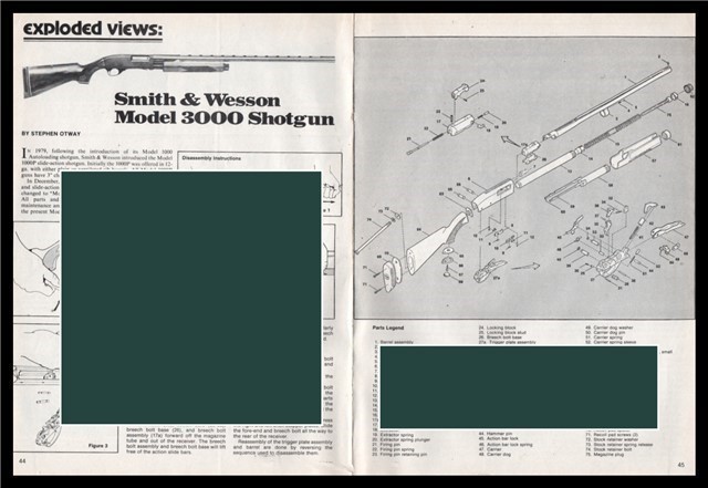 SMITH & WESSON 3000 Shotgun Parts List Disassembly Assembly Article-img-0