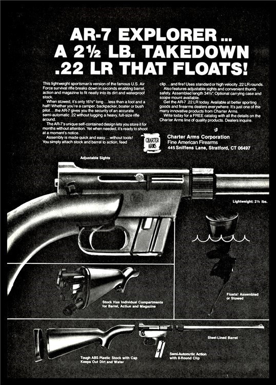 1981 CHARTER ARMS AR-7 Explorer Rifle PRINT AD (also appeared in 1980)-img-0
