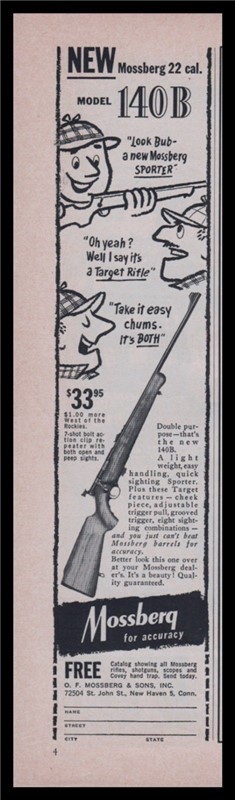1957 MOSSBERG Model 140B Rifle PRINT AD-img-0