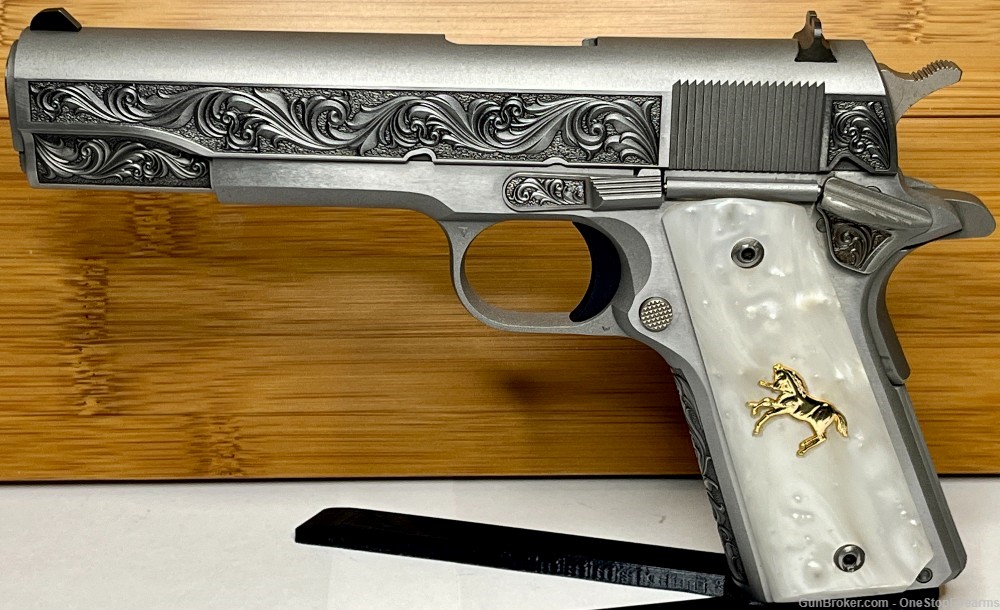 Colt 1911 Custom Deep Engraved Regal by Altamont .38 Super Pistol-img-0