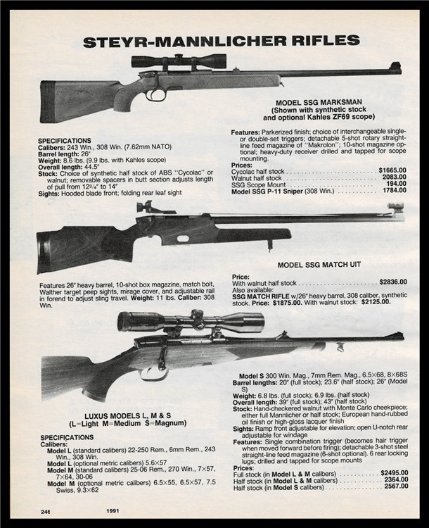 1991 STEYR-MANNLICHER Model SSG Marksman & Match UIT Luxus L M S Rifle AD-img-0