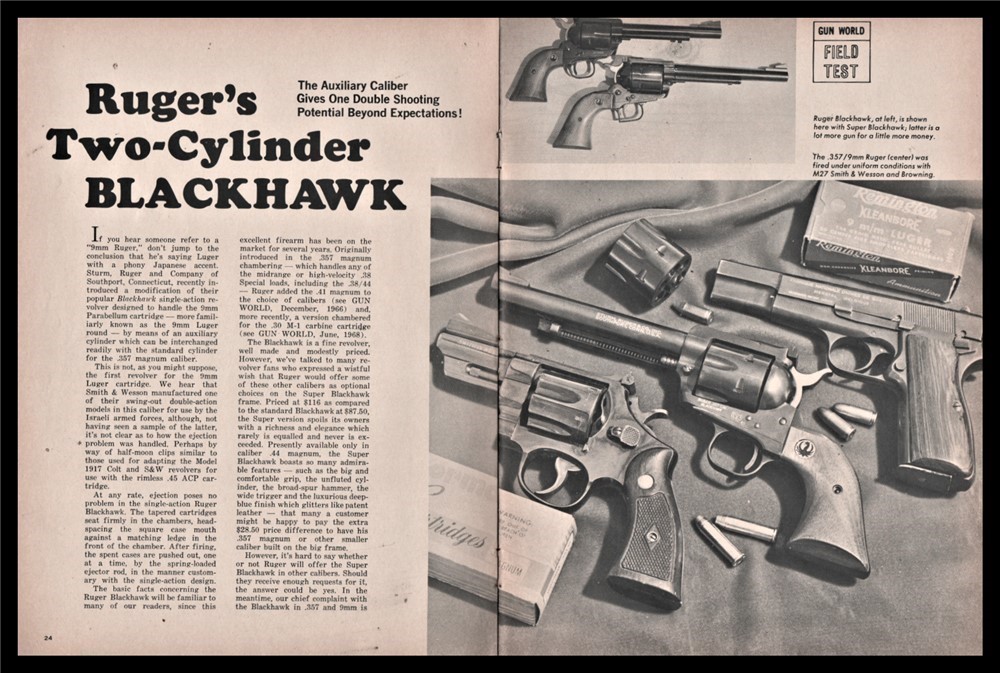 1968 RUGER Two-Cylinder Blackhawk Revolver 6-pg Article-img-0