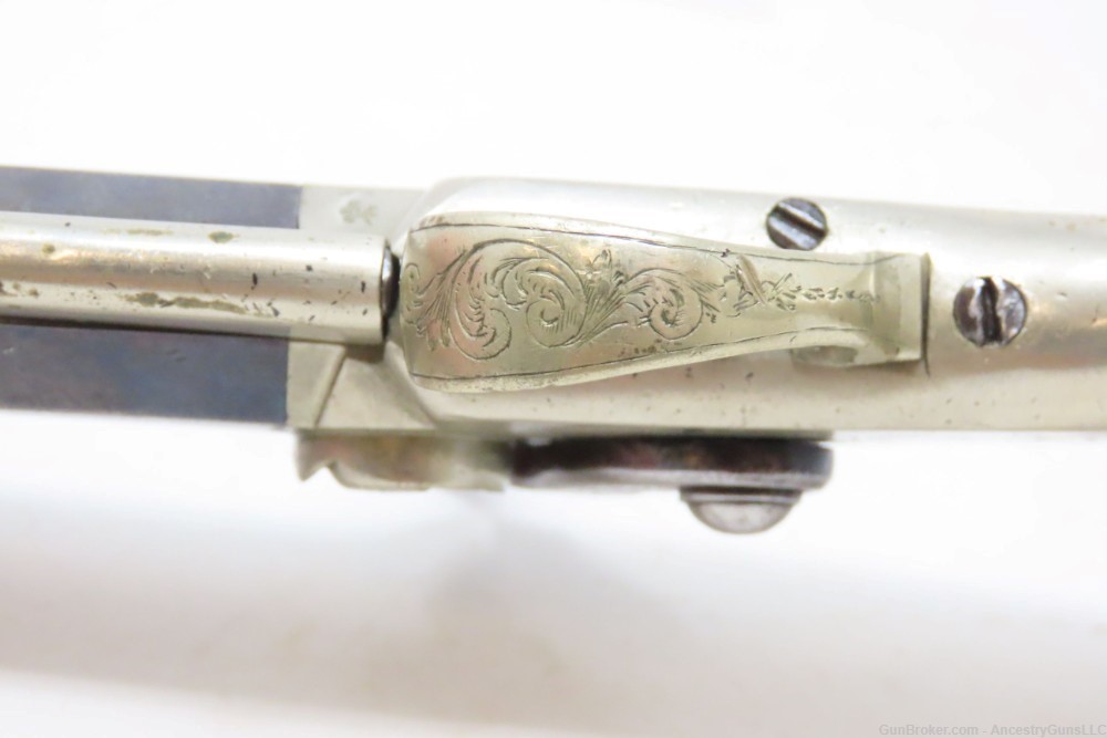 ENGRAVED ALL METAL Saw Handle Pistol by MANTON German Silver Antique-img-13