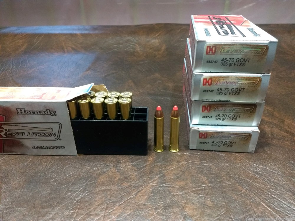 "REDUCED" Hornady FTX LEVERevolution .45-70 Government 325-Grain -100 Rds-img-0