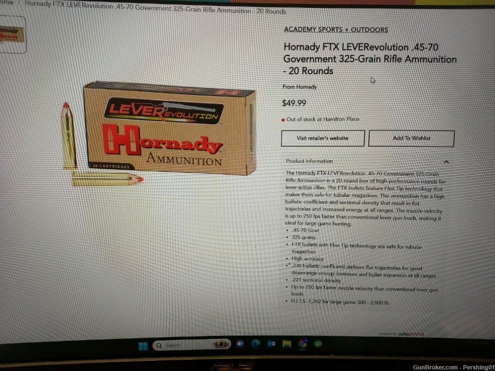 "REDUCED" Hornady FTX LEVERevolution .45-70 Government 325-Grain -100 Rds-img-3