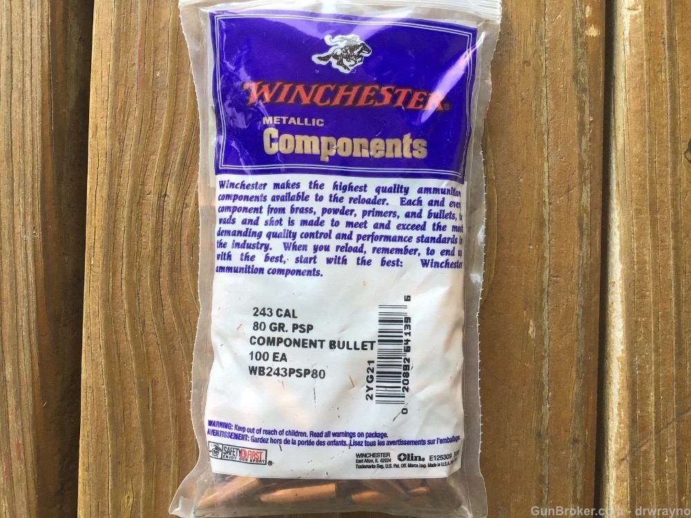 Winchester 243 Cal. 80 Grain Pointed Soft Point - Sealed bag of 100-img-0