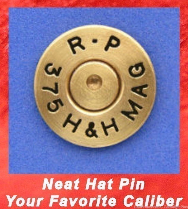 Remington R-P 375 H&H MAG Cartridge Hat Pin  Tie Tac  Ammo Bullet-img-0